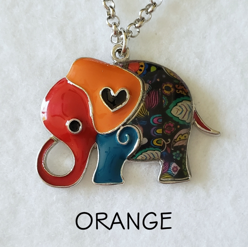 Enamel Elephant Necklace - Picture 6 of 8